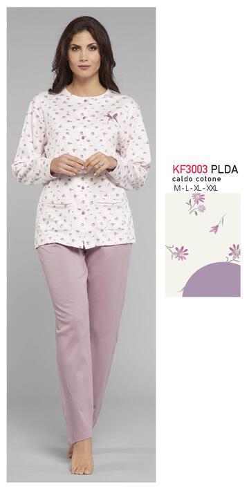 ART. KF3003 PLDA- pigiama donna interlock aperto m/l kf3003 plda - Fratelli Parenti